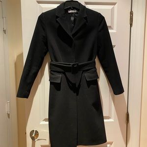 Mango belted wool coat in black in size S